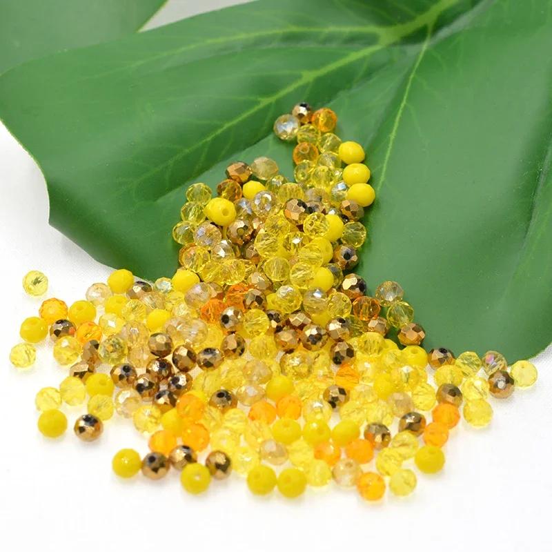 Dark Blue Multicolor 4/6mm 145pcs Rondelle Austria Faceted Crystal Glass Beads Loose Spacer Round Beads for DIY Jewelry Making