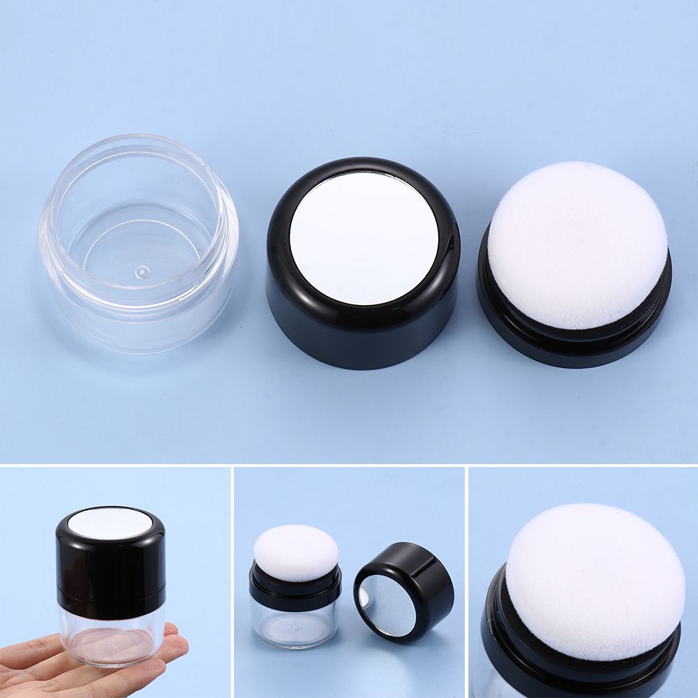 Portable Loose Powder Box with Mirror Travel Powder Case with Mushroom Sponge Puff Cosmetic Case Blusher Powder Jar Container