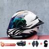 Full Face Motorcycle Helmet With External Bluetooth Module Men Women Large Rear Wing Sport Style DOT Approved