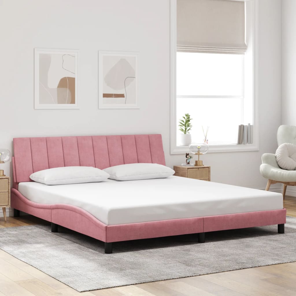 Vidaxl Rama Łóżka Z Led, Różowa, 180X200 Cm, Aksamitna