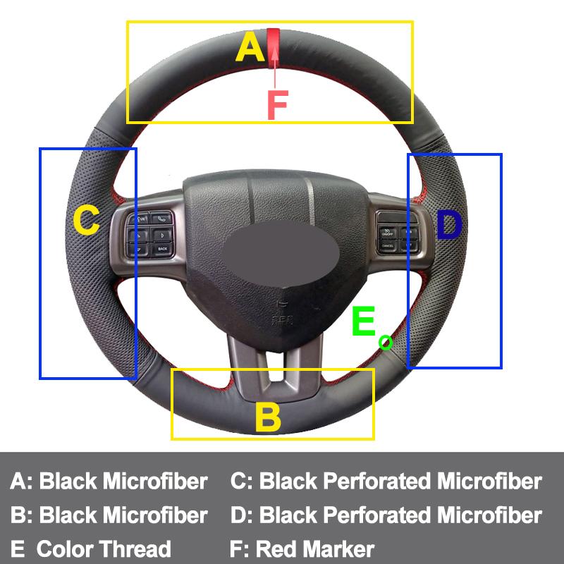 Cusut manual capac volan auto pentru Dodge Charger Challenger 2011 - 2014 Volant Braid pe volan 2012 2013