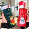 New Cute Christmas Thermos Water Bottle With Straw For Kids Vacuum Insulation Drinking Bottles Thermo Cup Couple Christmas Gift