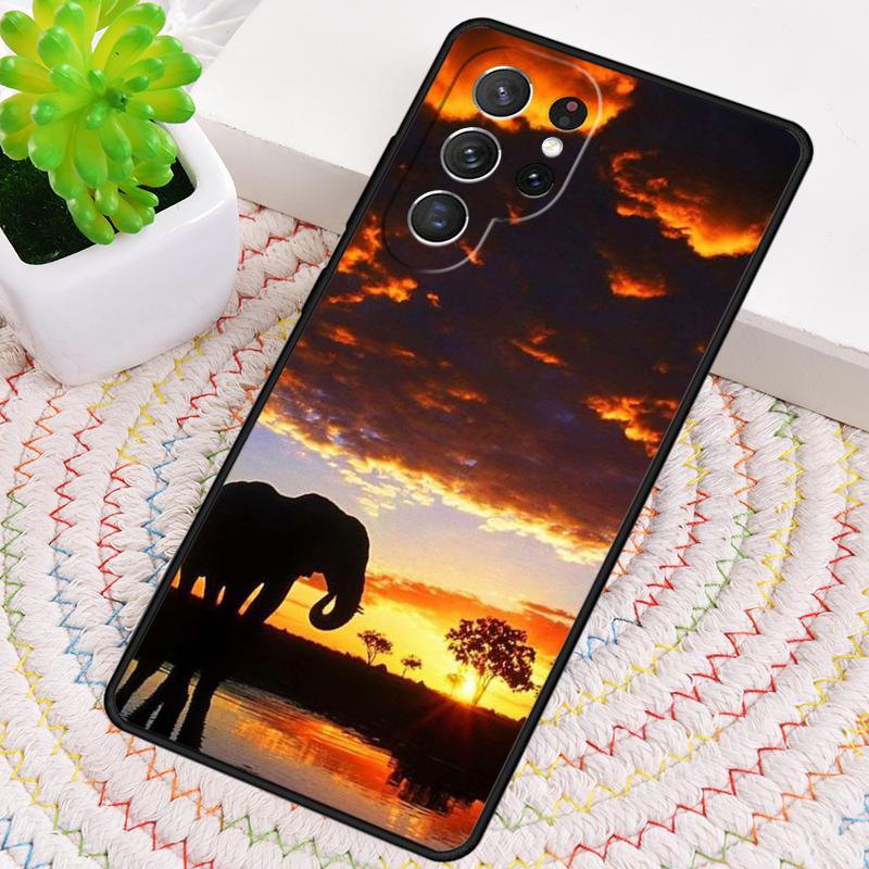 

Elephant Sunset Silhouette Phone Case for Samsung Galaxy note 10 pro S26 Ultra S23 S24 FE S25 S21 S22 PLUS shockproof Cove Galaxy S24+