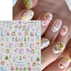 1Pcs 5D Cute Pink Apple Christmas Tree Snowman Nail Stickers Christmas Wreath Lights Nail Decals Adhesive New Year Nail Decor 9@