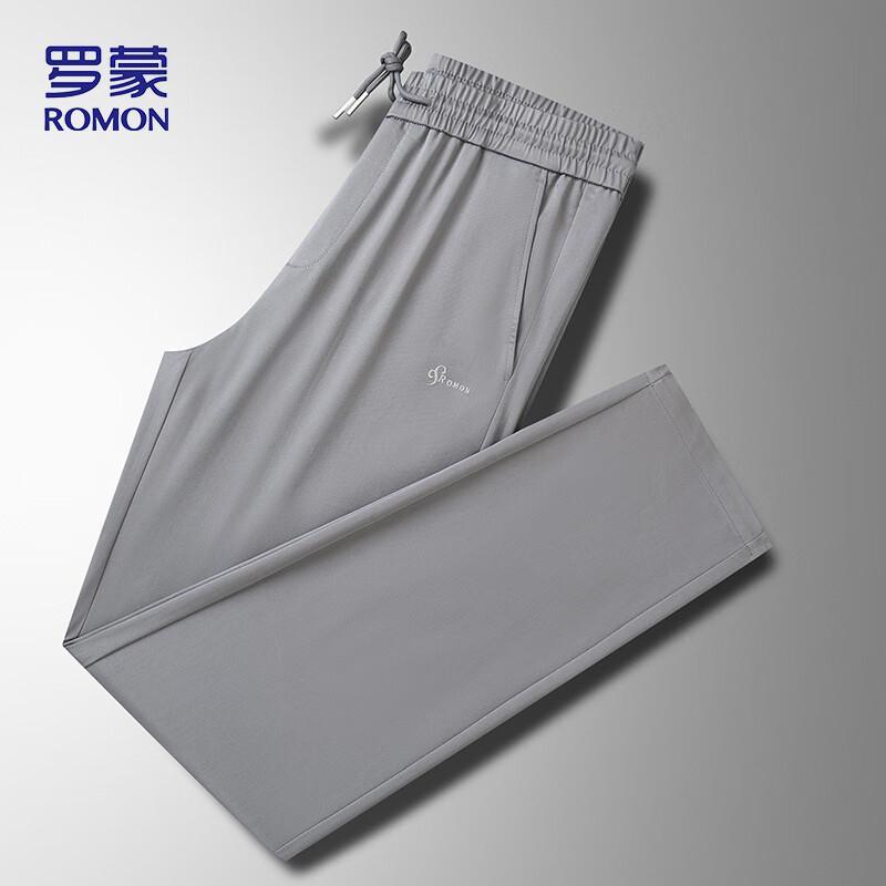 ROMON Men's Summer Ice Silk Loose Straight Casual Pants