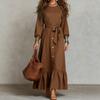 Independent Station Women's Elastic Waist Dress Splicing Solid Color Ruffle Edge hem Dress