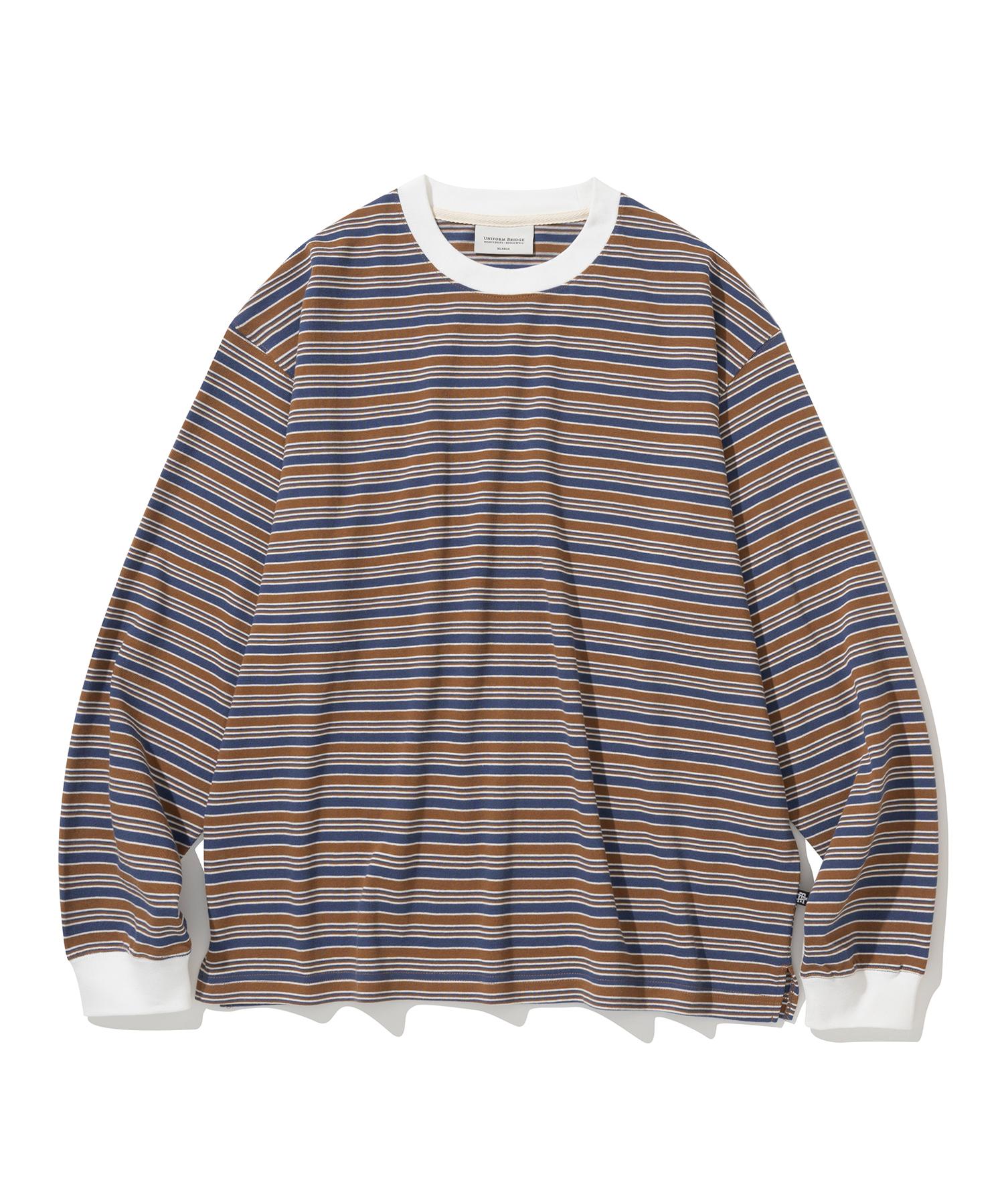 Uniform Bridge Ae Multi Color Stripe L/S Tee Brown Xl