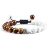 Volcanic Rock & White Turquoise Snowflake Bracelet Set