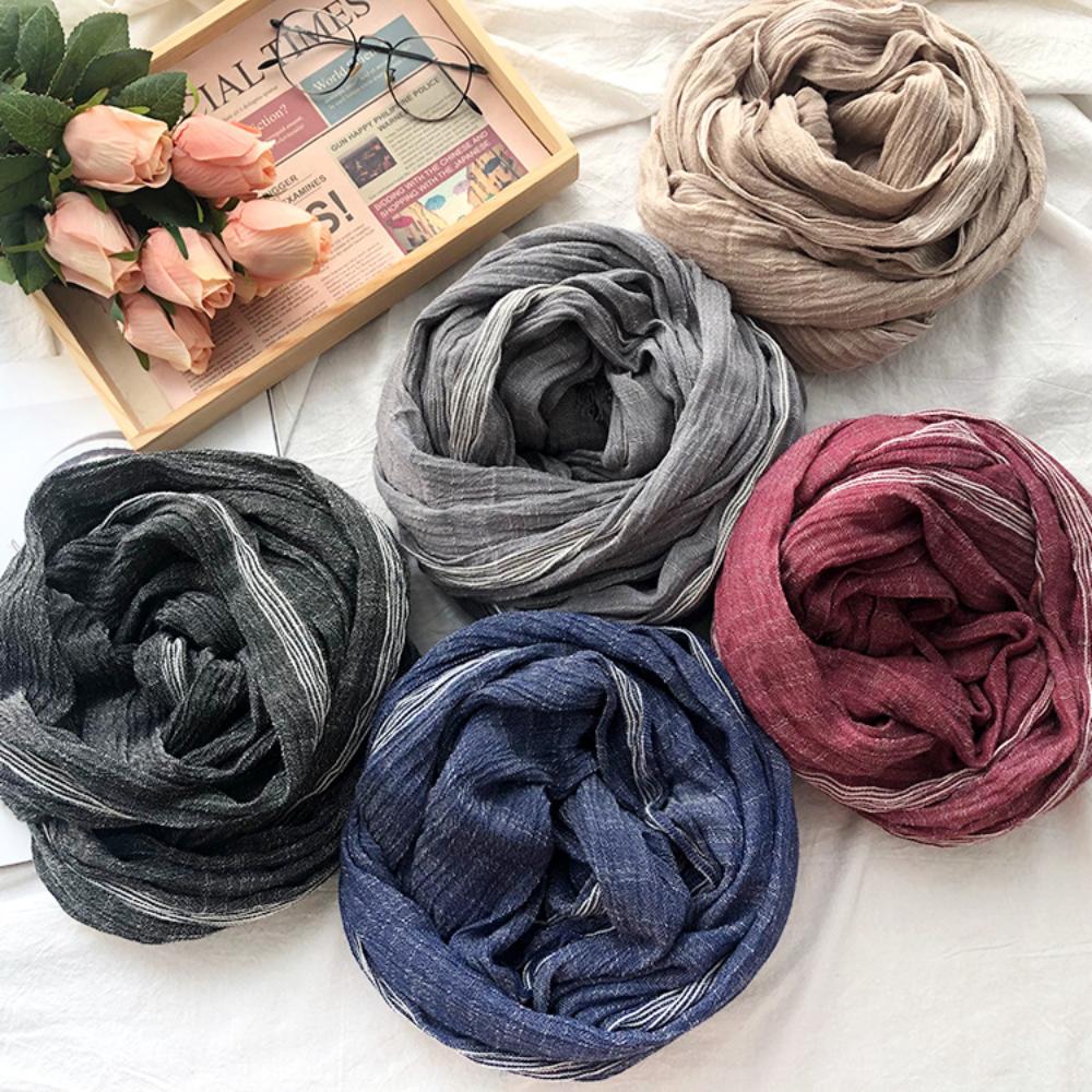 Striped Pashmina Neckerchief 190cm Men Scarves Fashion Cotton Scarves Women