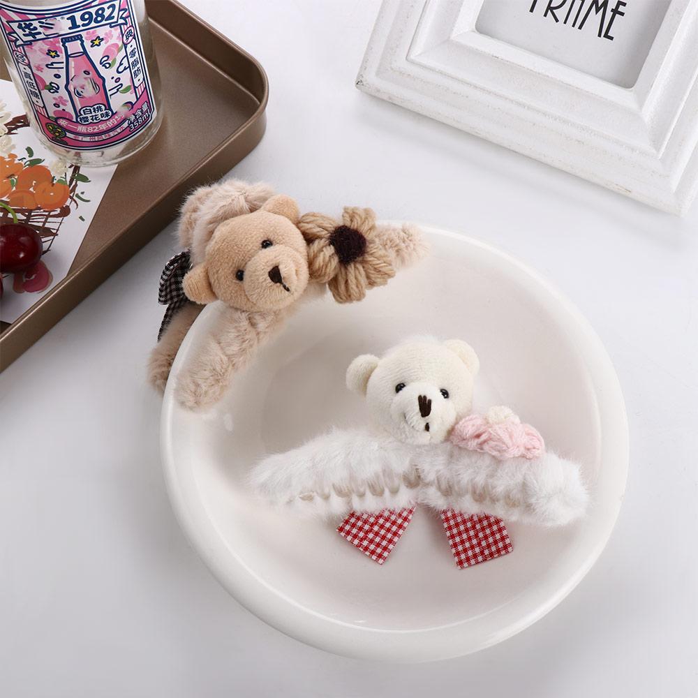 Bow Plush Flower Bathing Bear Hair Claws Korean Style Crab Clips Women Hair Clips Hair Accessories