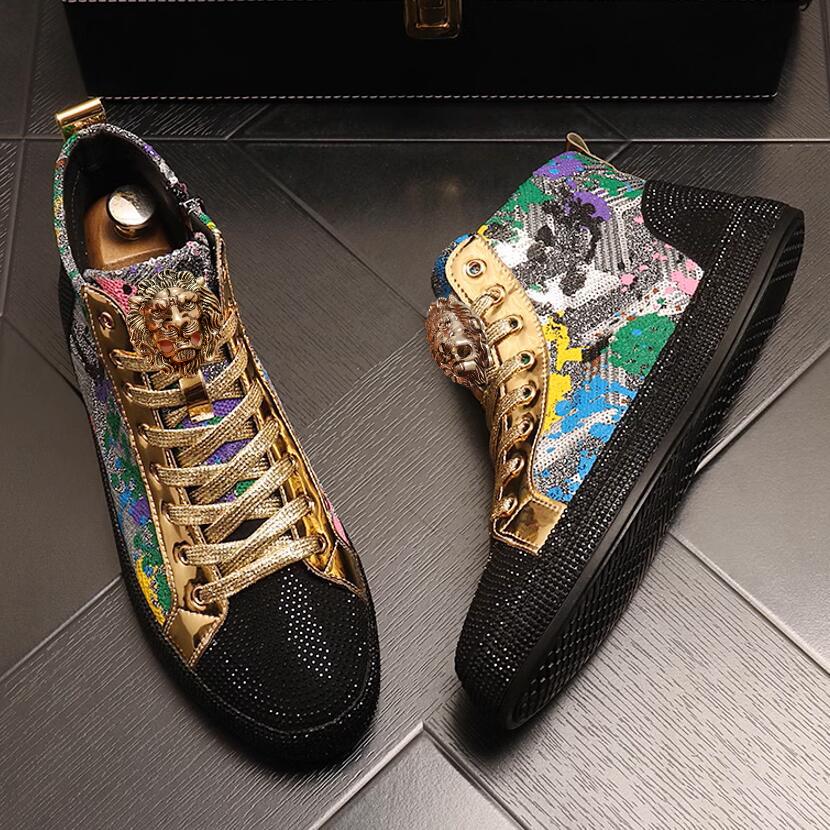 

Мода Европейская станция мода стразы пайетки модная обувь новая сеть красная обувь Zapatos Hombre A8 44 золотой