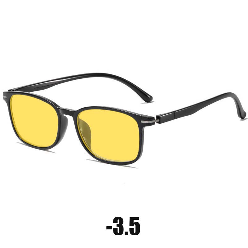 Ochelari de vedere nocturnă anti-reflexie pentru femei și bărbați, ochelari de vedere cu ramă pătrată ultraligeri, Retro Minus Eyewear To-4.0