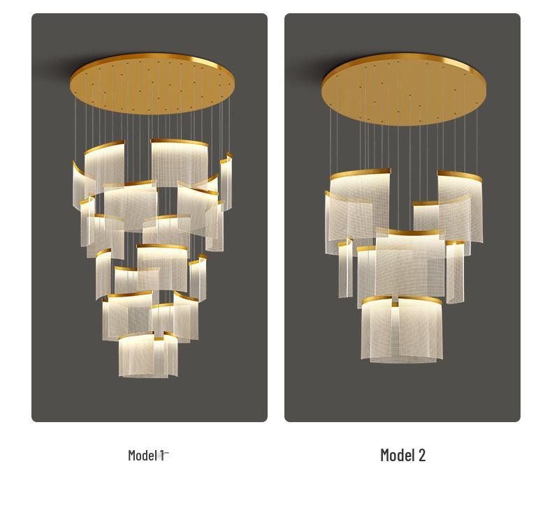 Duplex Large Modern Chandelier for Luxury Villa, Creative Living Room, Hotel Lobby, Sales Office, Loft, and Staircase.