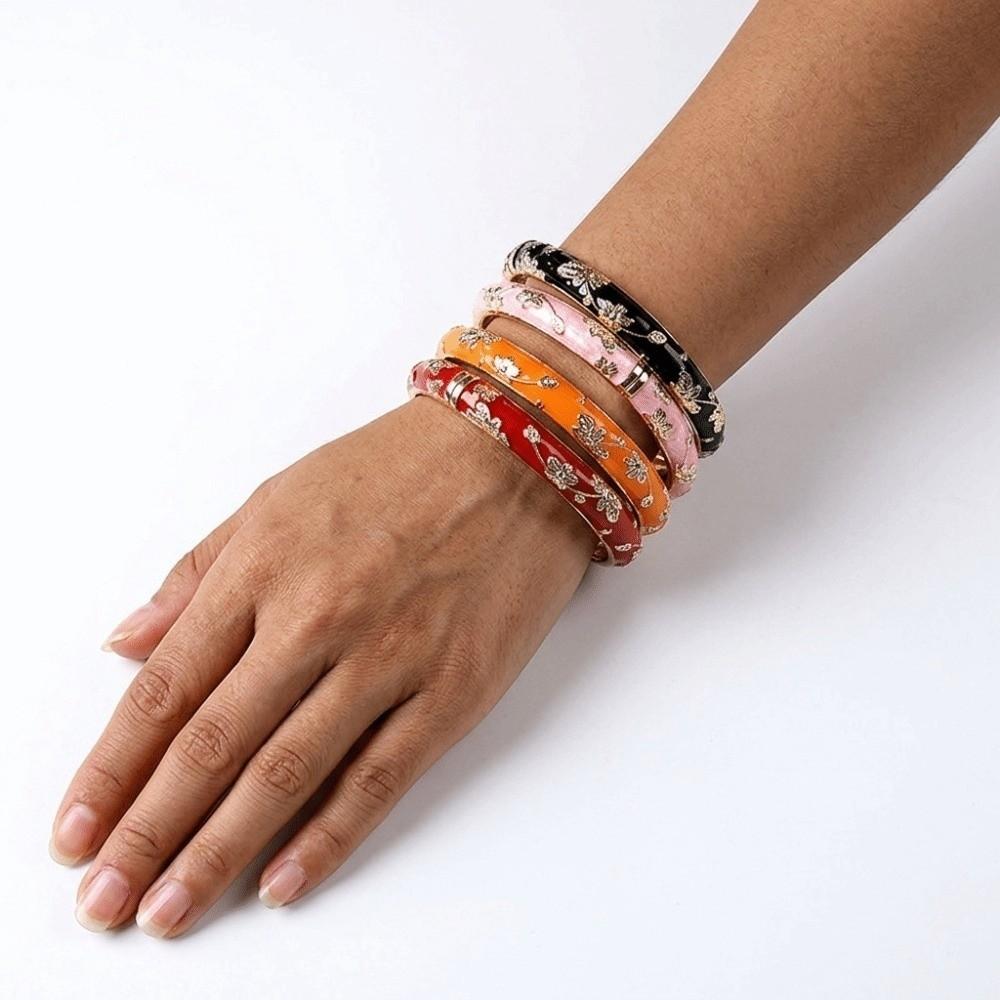 Bracciale a Fiori Smaltati Braccialetto Tradizionale da Donna Vintage Braccialetto Cloisonné Gioielli Regali