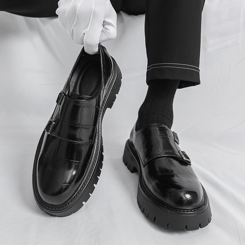 

Men Platform Shoes Loafer Dress Elevator Punk Shoes Formal Business Printing Thick Sole Creepers Plus Size EU: 46 чёрный