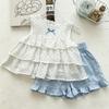 Girls Summer Polka Dot Ruffle Tiered Sleeveless Top And Shorts Set Fashionable Two Piece Outfit For Kids