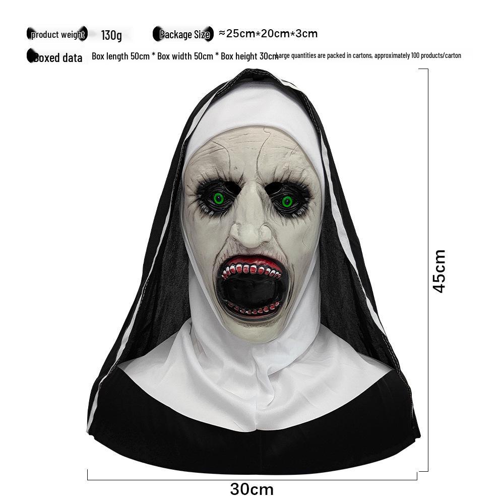 Maska Masquerade - Hełm Zakonnicy z Otwartymi Ustami - Straszna Twarz Ducha na Imprezę Halloweenową