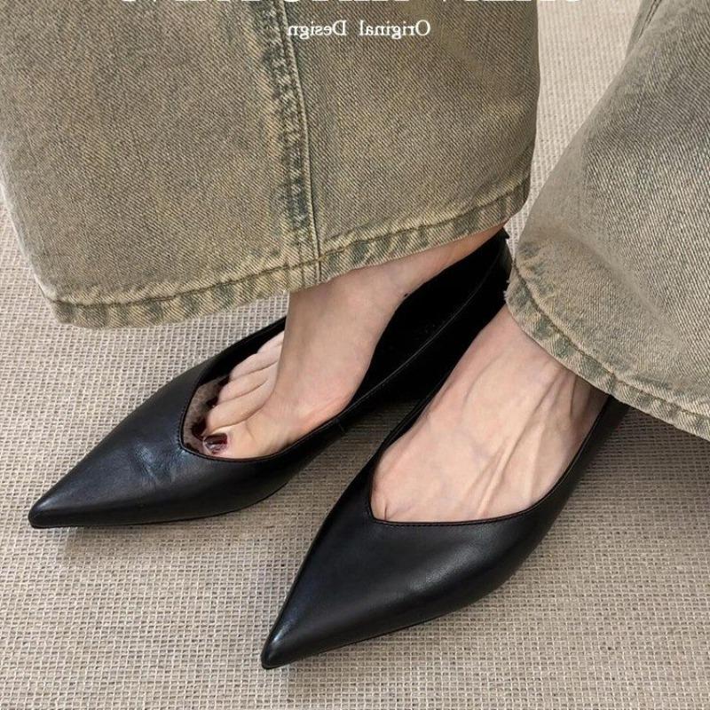 

Элегантные женские балетки с острым носком, туфли для вечеринок, лоферы, трендовые сандалии 2025, дизайнерские, сексуальные, летние, новые женские кроссовки, zapatos 40 чёрный