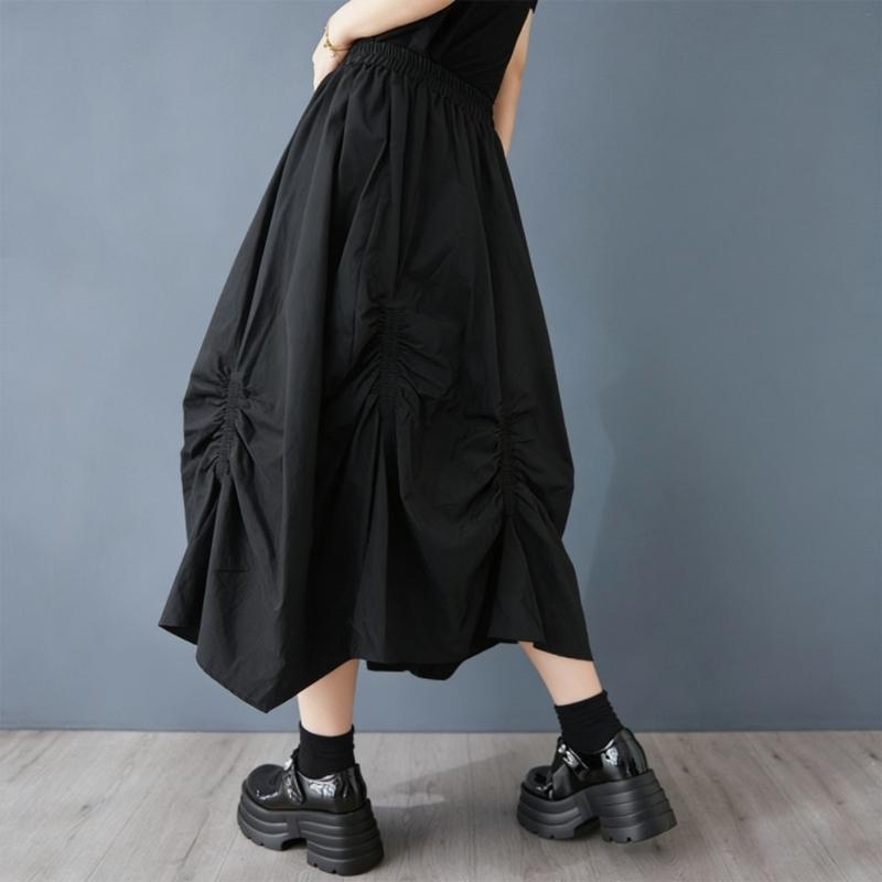 Plus Size High Waist Black Vintage Summer Casual Loose Long for Woman Skirts Womens Skirt