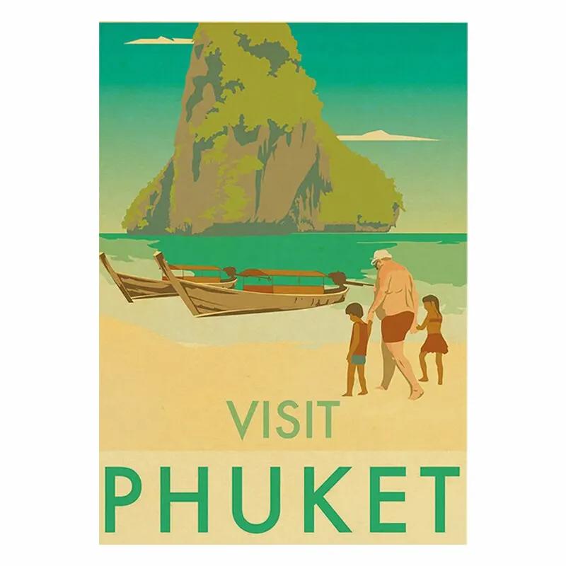 Vintage Travel Cities Metal Plaque Signs  Italy Japan Thailand Tahiti Landscapes  Retro Poster Art for Home Bar Pub Club Deco