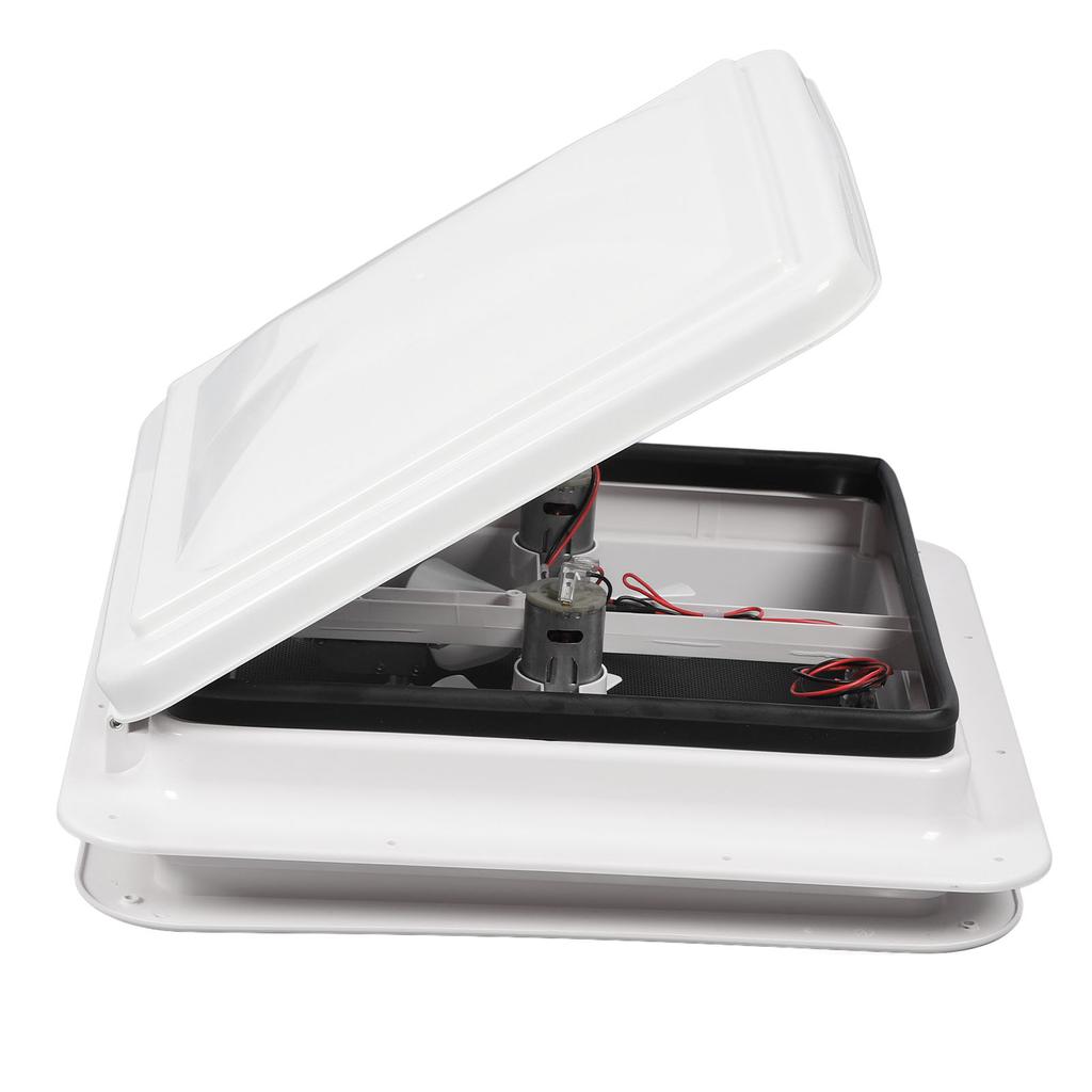 RV Roof Vent Fan DC12V 13.39x13.39in Stainless Steel Dual Inlet and Outlet Air Ventilation Ceiling Fan with Mesh and
