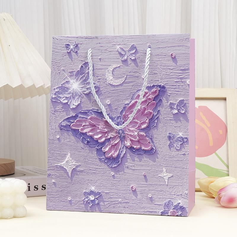 

10Pcs Gift Bags Creative Oil Painting Portable Gift Bag Holiday Gifts Paper Gift Bag Birthday Party Supplies
