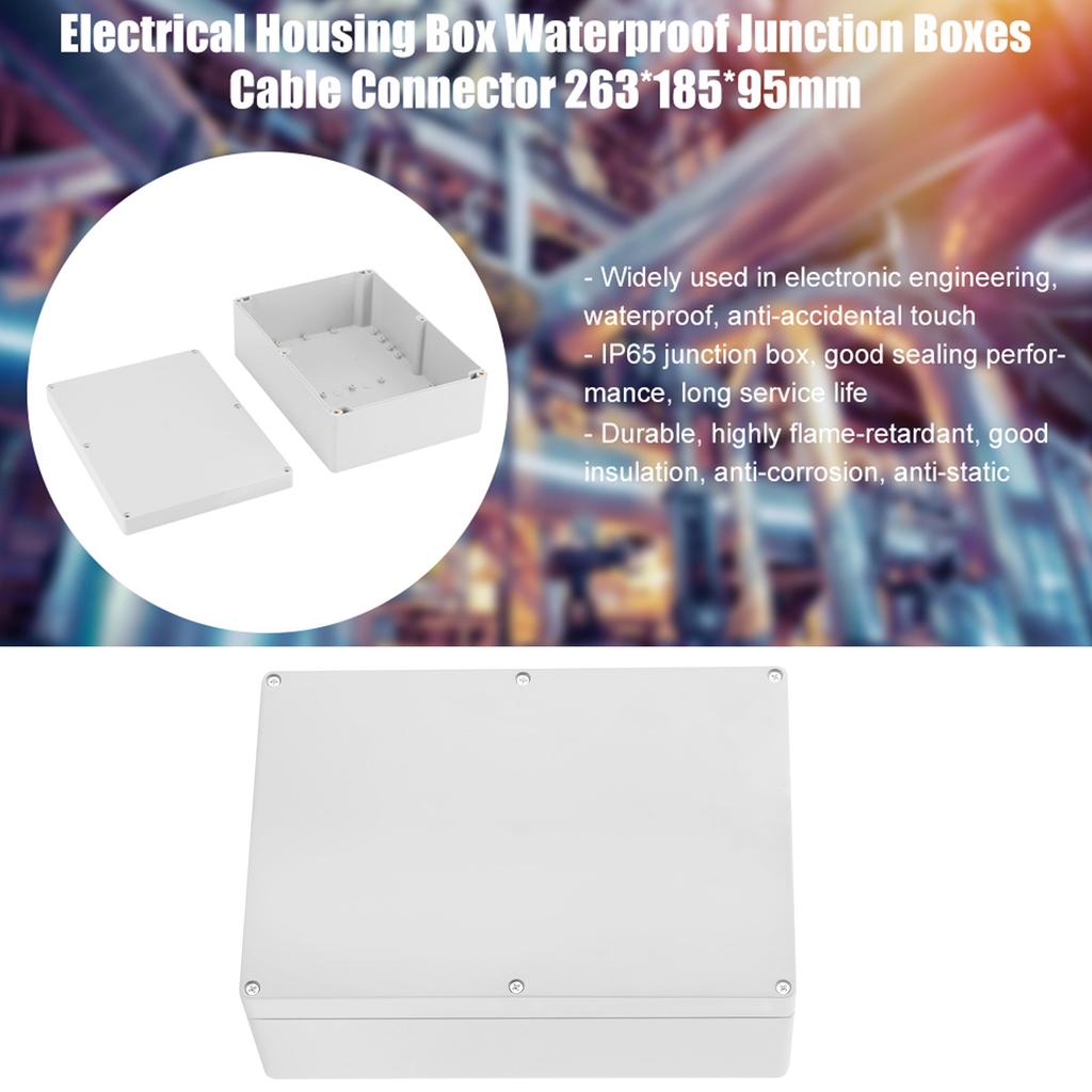 263*185*95mm wasserdichtes weißes Kunststoffgehäuse Projektfall DIY Anschlussdose