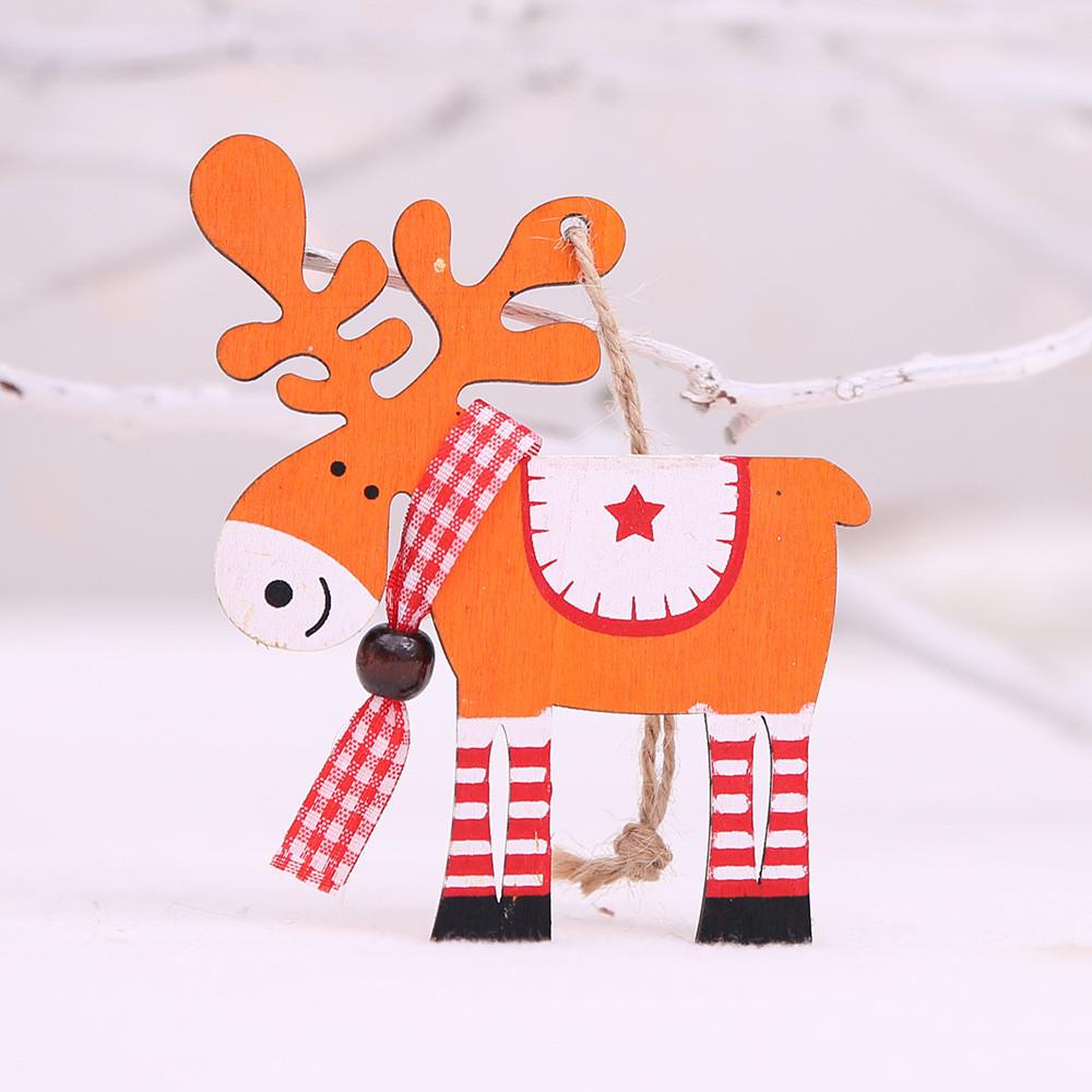 Wooden Joyful Christmas Reindeer Ornaments Playful Colorful Decorations For Celebrations Festive