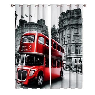 Autobus Rosso Scenari di Strada di Londra Colore Locale Tende per Finestra Tende Panoramiche per Soggiorno Oggetti Decorativi Soggiorno