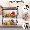 Fruit Basket Vegetable Basket Metal Storage Basket with Hook and Wooden Handle Stackable and Removable Kitchen Storage Rack