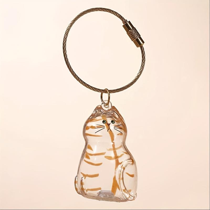 1PC Memorial Pet Fur Storage Pendant Transparent Cat Storage Keychain Cat Hair Preservation Keyring Accessory Cat 5x4cm