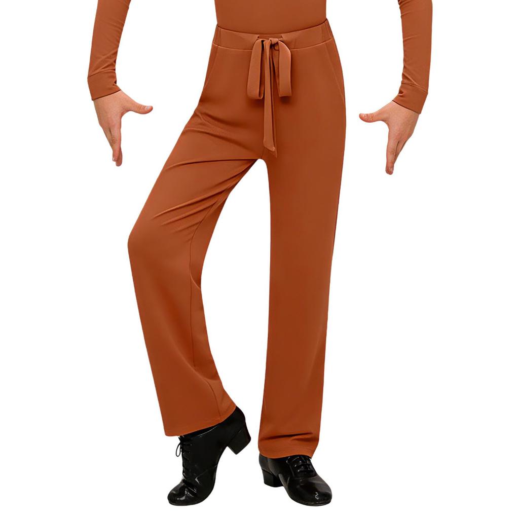 Boys Latin Dance Pants Drawstring Elastic Waistband Trousers Dancing Practice Performance
