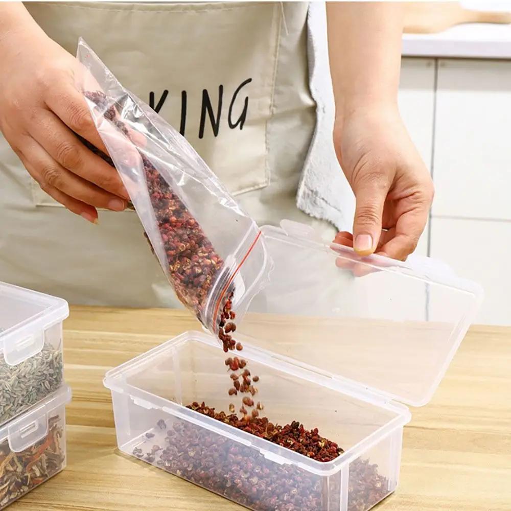 Kitchen Storage Box Cereals Moisture-proof Sealed  Lid Stackable Plastic Storage Bottle Home Refrigerator Airtight Tank