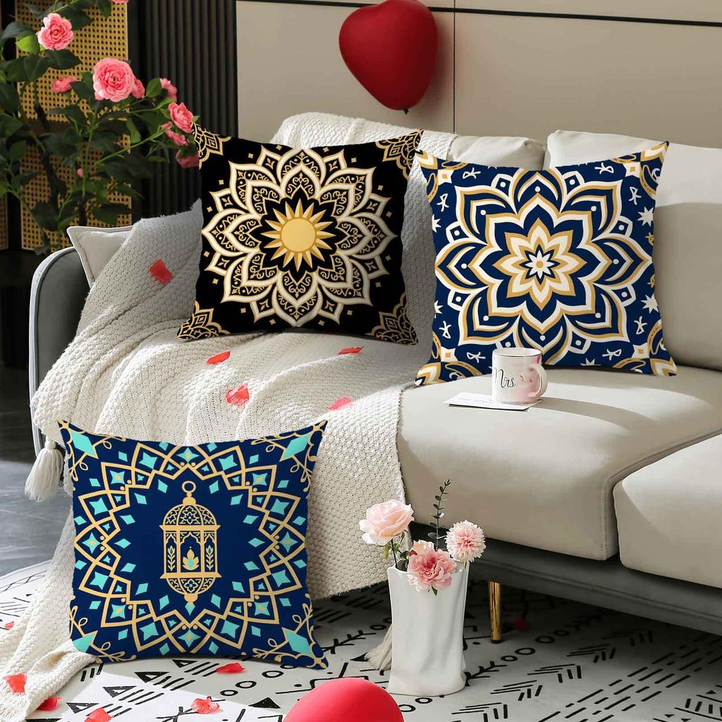 Eid Al-Fitr Mandala Pattern Digital Printing Pillow Cover Short Plush Suitable Living Rooms Bedrooms Sofas Throw Cushion Cover