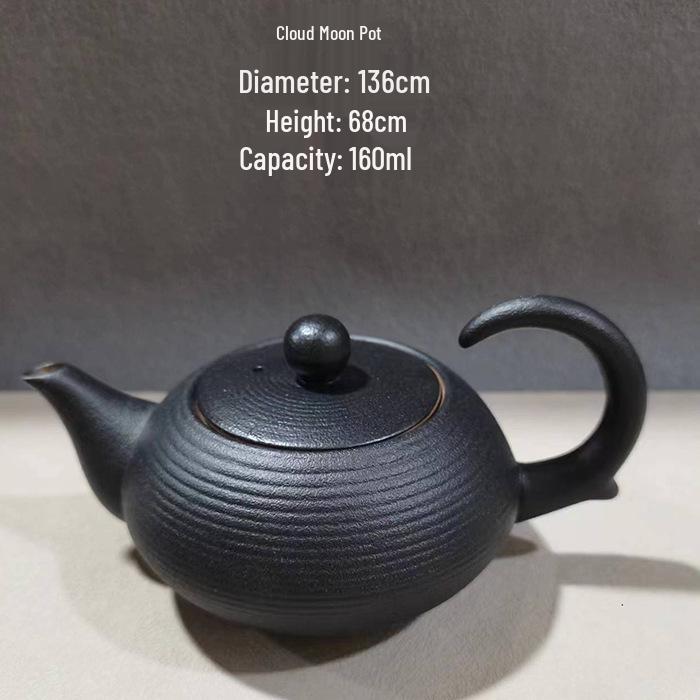 Special Clearance: Black Pottery Teapot Set - Japanese Retro Coarse Ceramic, Anti-Scald, Side Handle, Kung Fu Style