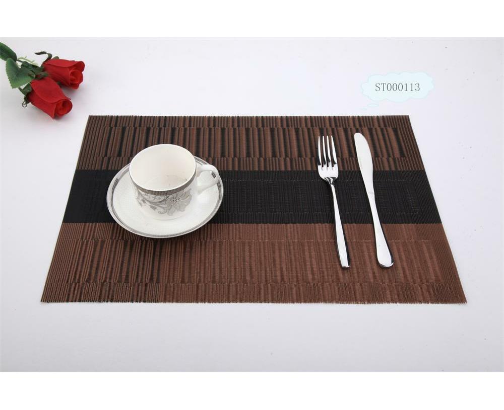 Bamboo PVC Woven Non-Slip Kitchen Table Mats - Grey & White Gradient (Set of 4)