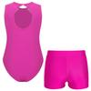 Girls Glittery Rhinestones Gymnastics Outfit V Front Waistband Shorts Keyhole Back Sleeveless Bodysuit Figure Skating Dance