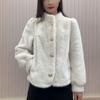 Cappotto Corto di Visone Caldo Spesso Manica Lunga Collo Alto Versatile Capispalla Autunno Inverno