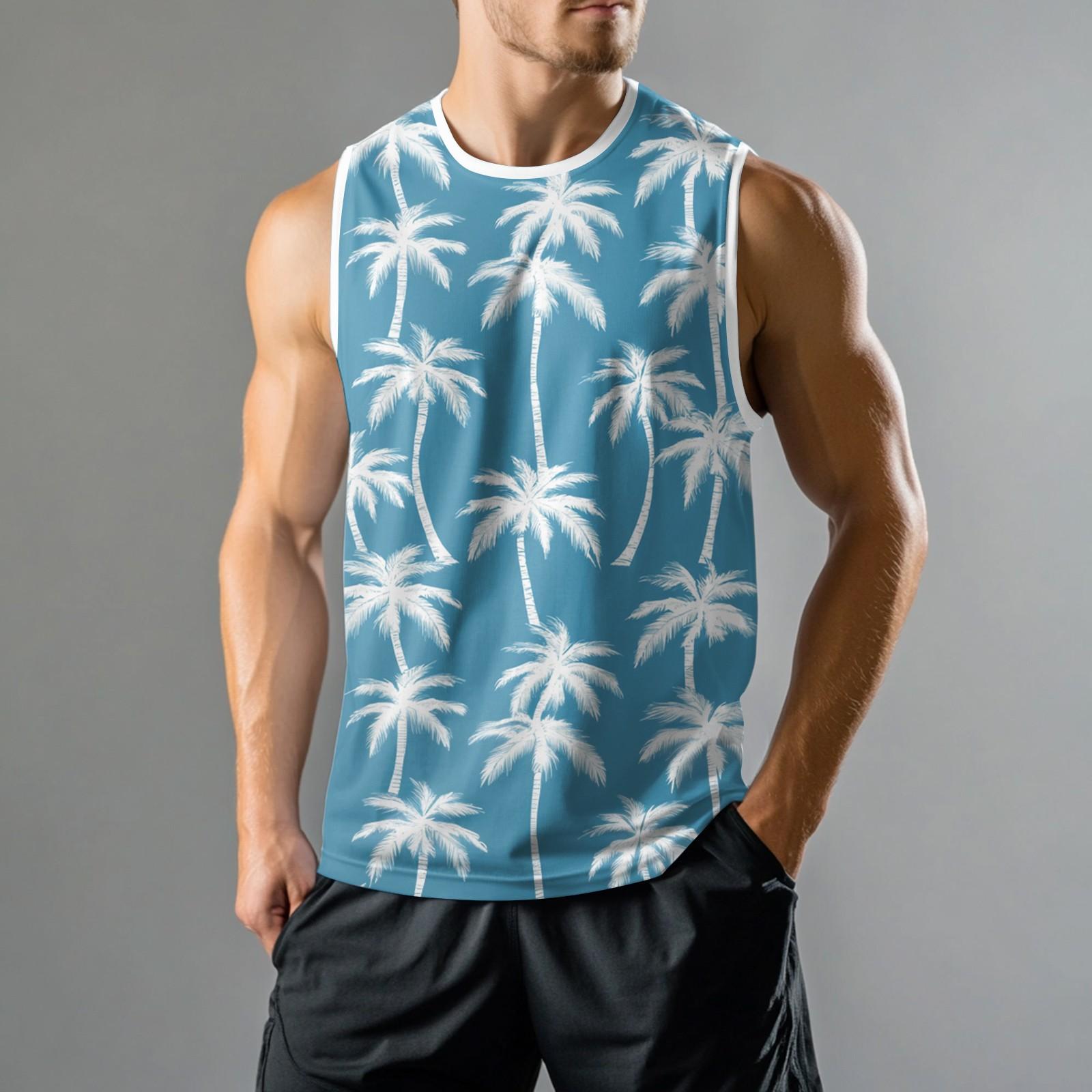 

Мужская мода принтованный спортивный повседневный жилет без рукавов XL синий