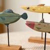 Nordic Minimalist Wooden Fish Decor Handmade Colorful Figurine Desktop Ornament Home Living Room Bedroom Office Art Decoration