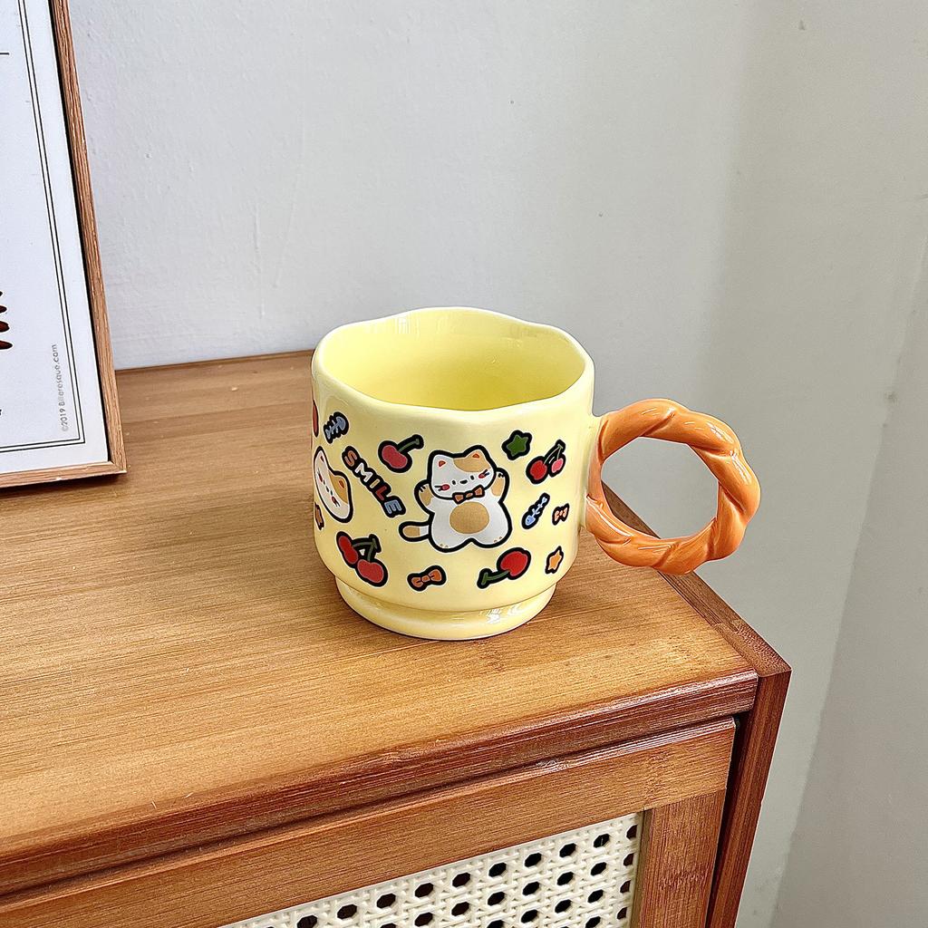 Cute Cartoon Doodle Style Ceramic Cup Household Mug Creative Souvenir Opening Birthday Gift Water Cup Women