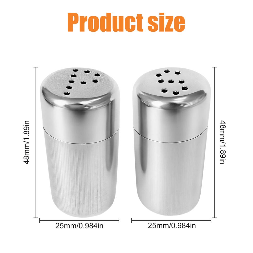 2 Pack Stainless Steel Pepper Shakers Rustproof Spice Dispensers With Precision Control For Kitchen Cooking And Outdoor BBQ