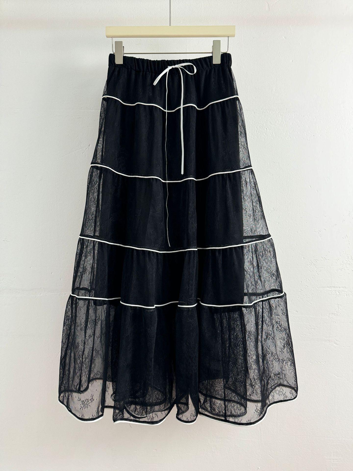 

European & American Romantic Velvet Mesh A-line Midi Skirt - Autumn/Winter Collection. One Size чорний