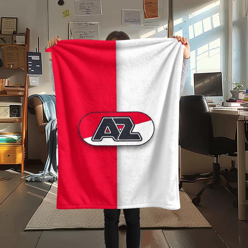 1 Stück AZ Alkmaar Aufdruck Flanelldecke, Hohe Qualität, Bequem für alle Jahreszeiten, Heimdekoration, Wärme und Komfort, Perfekt für Weihnachtsgeschenke