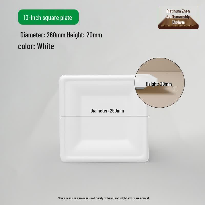 Compostable Sugarcane 10-inch Square Plates