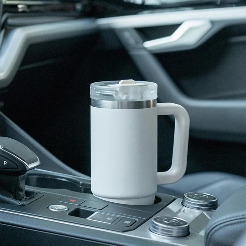Tyeso 30oz/40oz Stainless Steel Water Bottles with Handle Straw Car Mug Travel Cups Thermal Iced Vacuum Insulated Coffee Cups