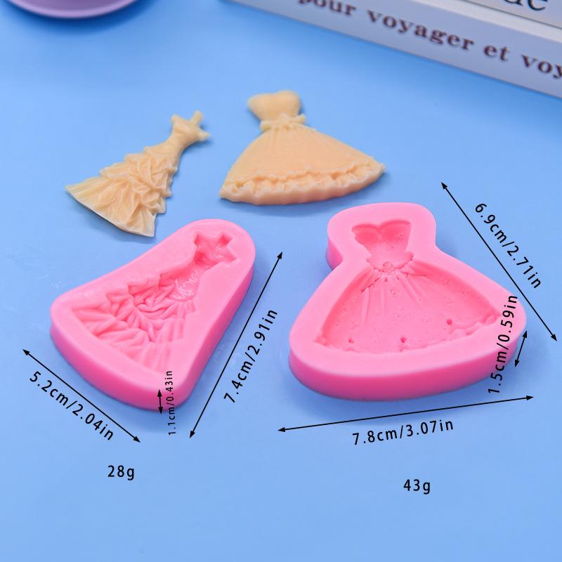 2Pcs Wedding Dress Silicone Mold Cake Decorating Tools Kitchen Baking Chocolate Candy Molds