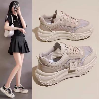Women's Shoes New Versatile Single Mesh Sneakers Students Platform Dad Shoes Summer Hollow Out Maternity Shoes