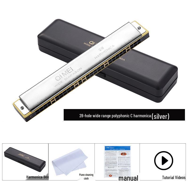 Chimei 28-Hole Wide Range Polyphonic C Harmonica for Beginners and Students