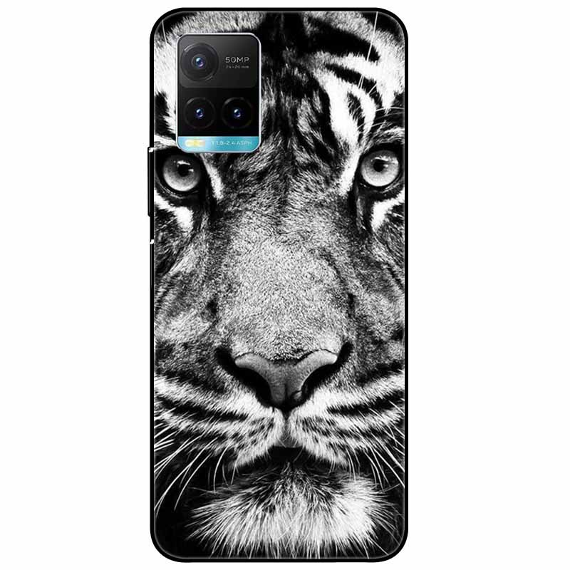 Für vivo Y33s Hülle Y 33s Silikon Weich Bemalt Katze Schwarze Hüllen für Vivo V2109 Y33S Rückseite TPU Hülle für VIVOY33s Cartoon